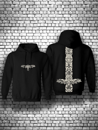 Осенние худи, оверсайз, униксекс — EXLSHOP-ОРЕЛ-ЧЕРН-M