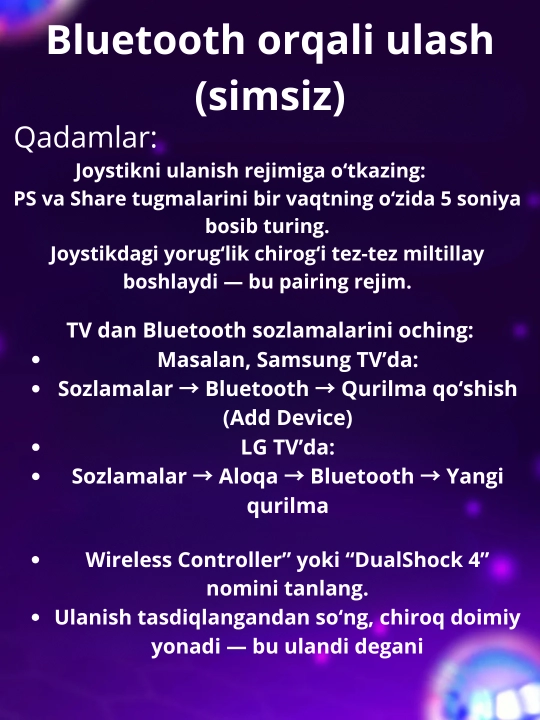 PlayStation 4 joystik, PS4 o‘yinchilar uchun Bluetooth o‘yin qurilmasi