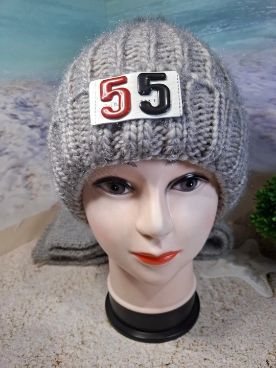Ayollar uchun qishlik to'qilgan qalpoq va sharf 55