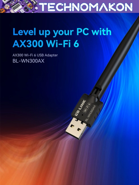Сетевой адаптер LB-Link BL-WN300AX Wi-Fi 6, usb wi-fi адаптер, 2.4 Ггц, 286 мб/сек - 