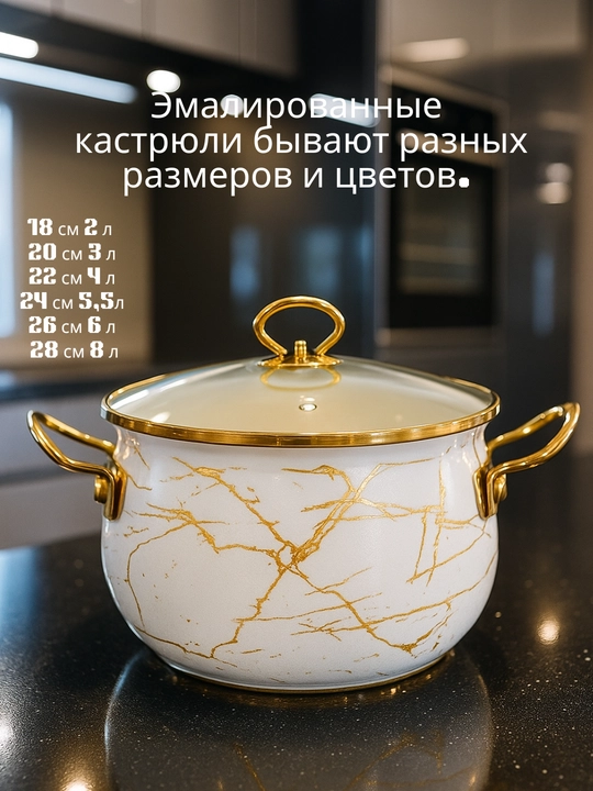 Emal qilingan sho'rva kostryulka, 18x11.5 sm,2.0 litr, 28x17 sm, 8.0 litr