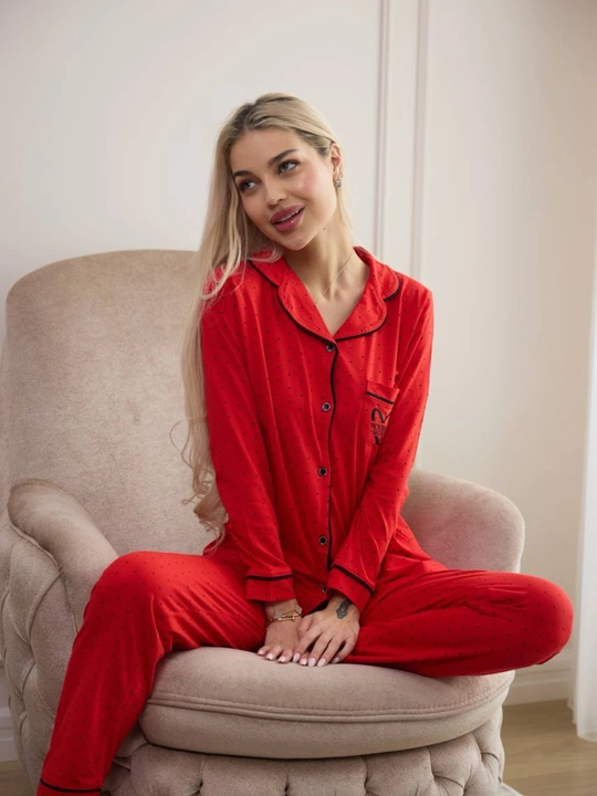Ayollar va qizlar uchun uy kiyimi pijamalar, 4 xil rangda, L - 4Xl, uzun yengli