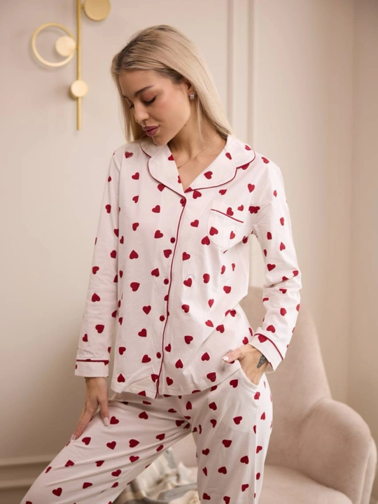 Ayollar va qizlar uchun uy kiyimi pijamalar, 4 xil rangda, L - 4Xl, uzun yengli