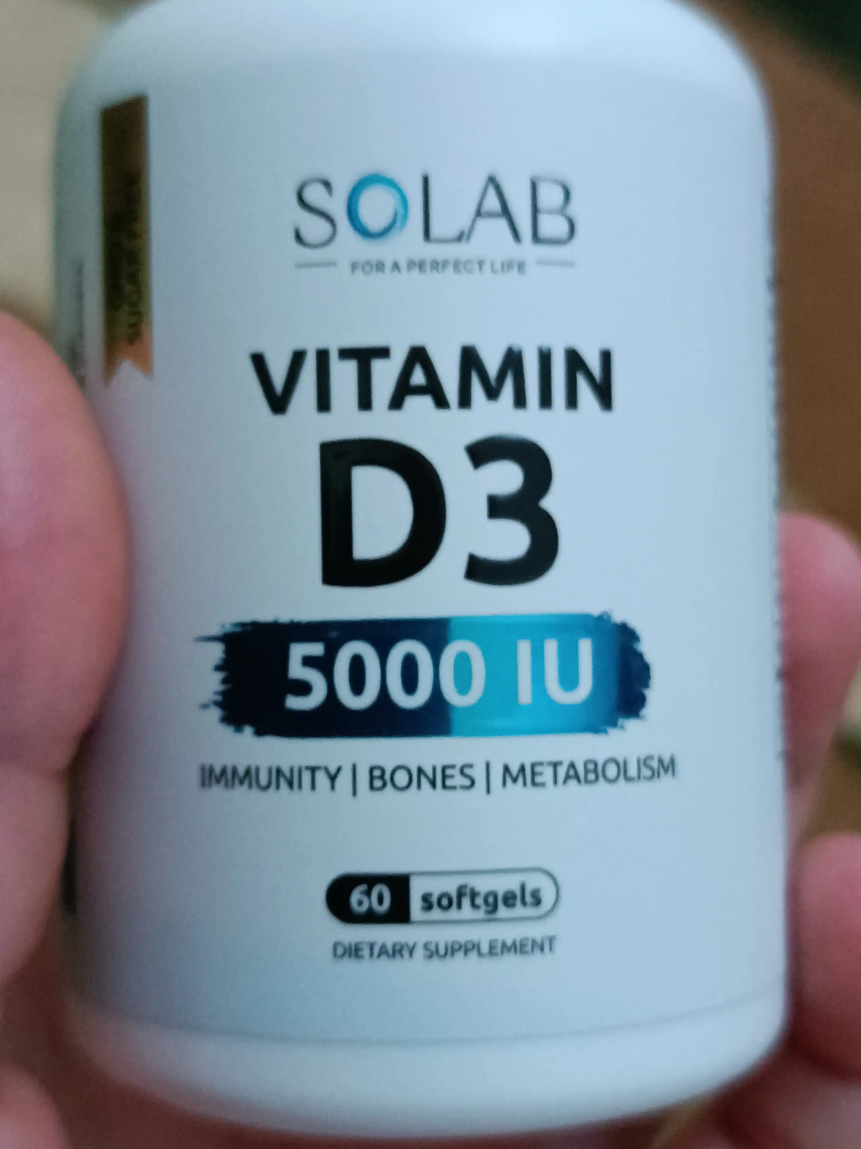 Vitamin D3 5000 ME, SOLAB, 60 kapsula