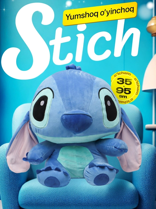Yumshoq bolalar o‘yinchog‘i, Lilo va Stich, sovg‘a uchun, ko‘k va pushti