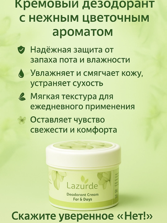 Dezodorant, antiperspirant krem ,Lazurde Dizurde terlashga qarshi sifatliy hushboy krem - 