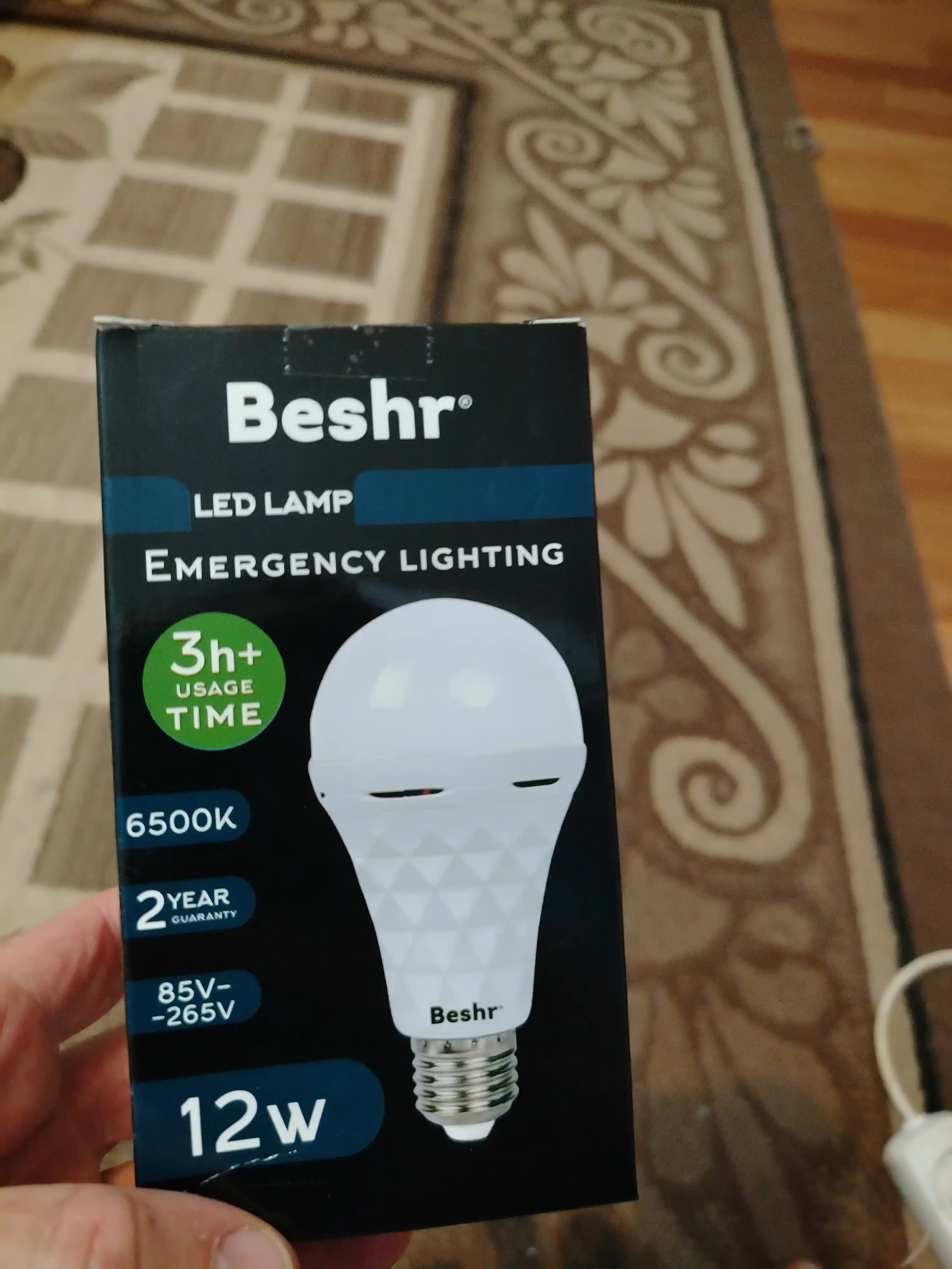 Beshr Led лампа с аккумулятором, 12 W, 6500К, 3+ работает на одной зарядке, с крючком