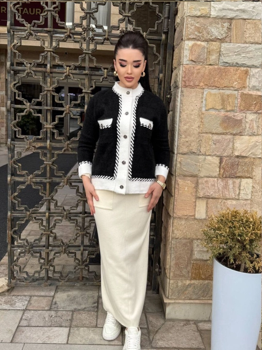 Kardigan, sviter, qalin, tugmali, yumshoq trikotaj, standart, ayollar va qizlar uchun