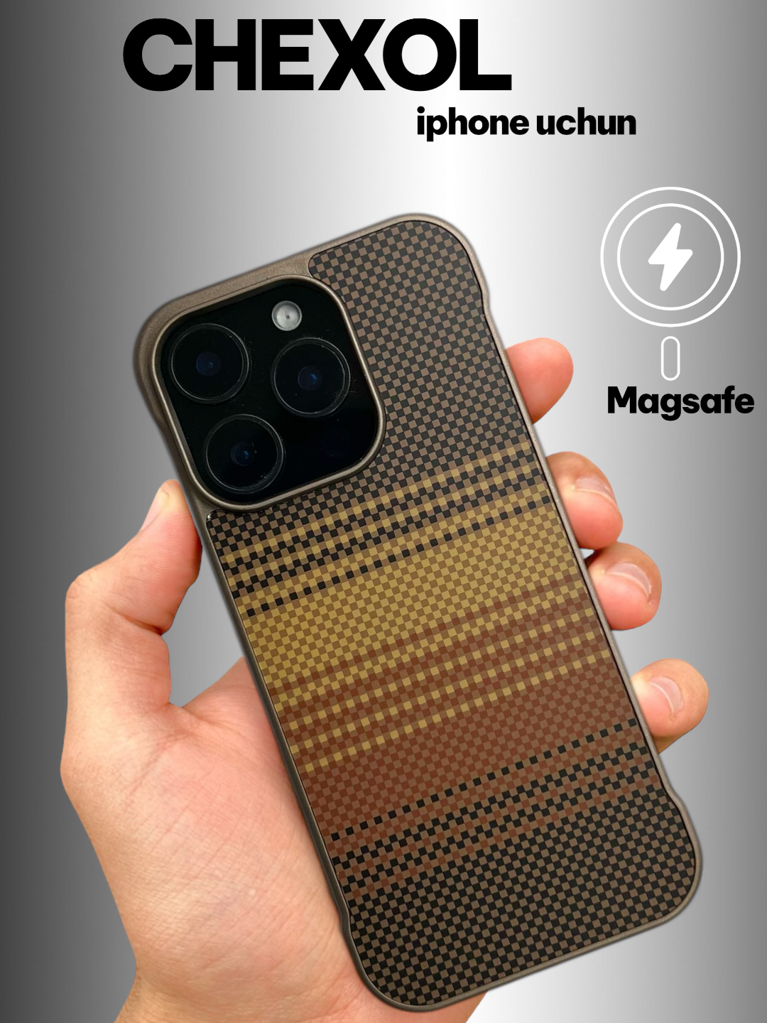 IPhone 17 Pro Max, 16 Pro, 14 Pro va 13Pro uchun MagSafe xususiyatli uglerod tolali g‘ilof