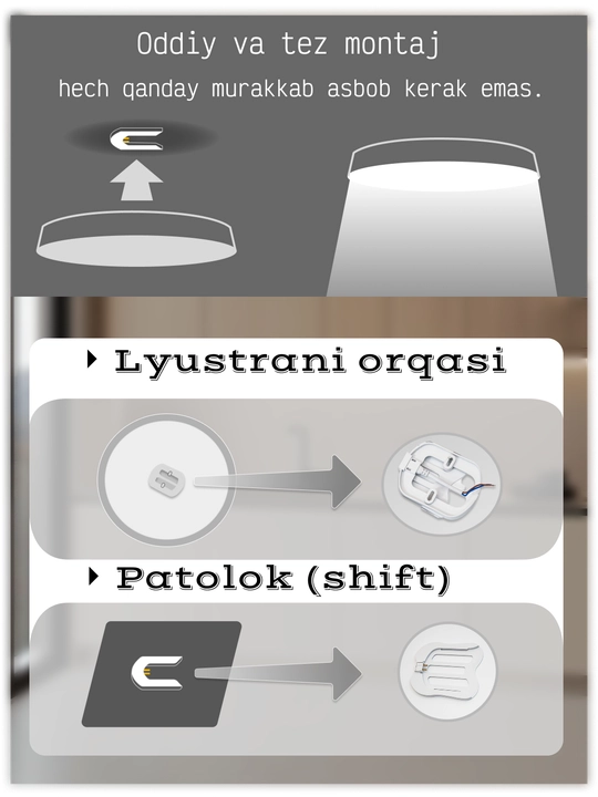 Люстра, люстра потолочная, с плафоном, LED, 3 режима свечения