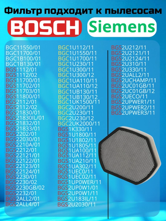 Porolon filtr, Bosch changyutgichi uchun mos keladi