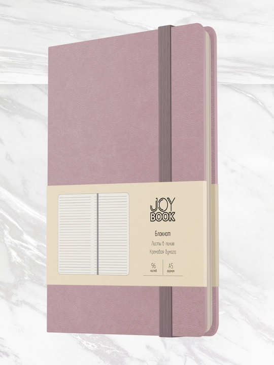 A5 Joy Book daftar, 96 varaq, sun’iy charm, magnitli rezinka, orqa cho‘ntak, lyasse bilan