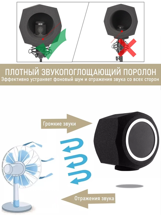 Akustik shamoldan himoya qalqoni + pop - filtr professional 2 tasi 1 da mikrofon uchun