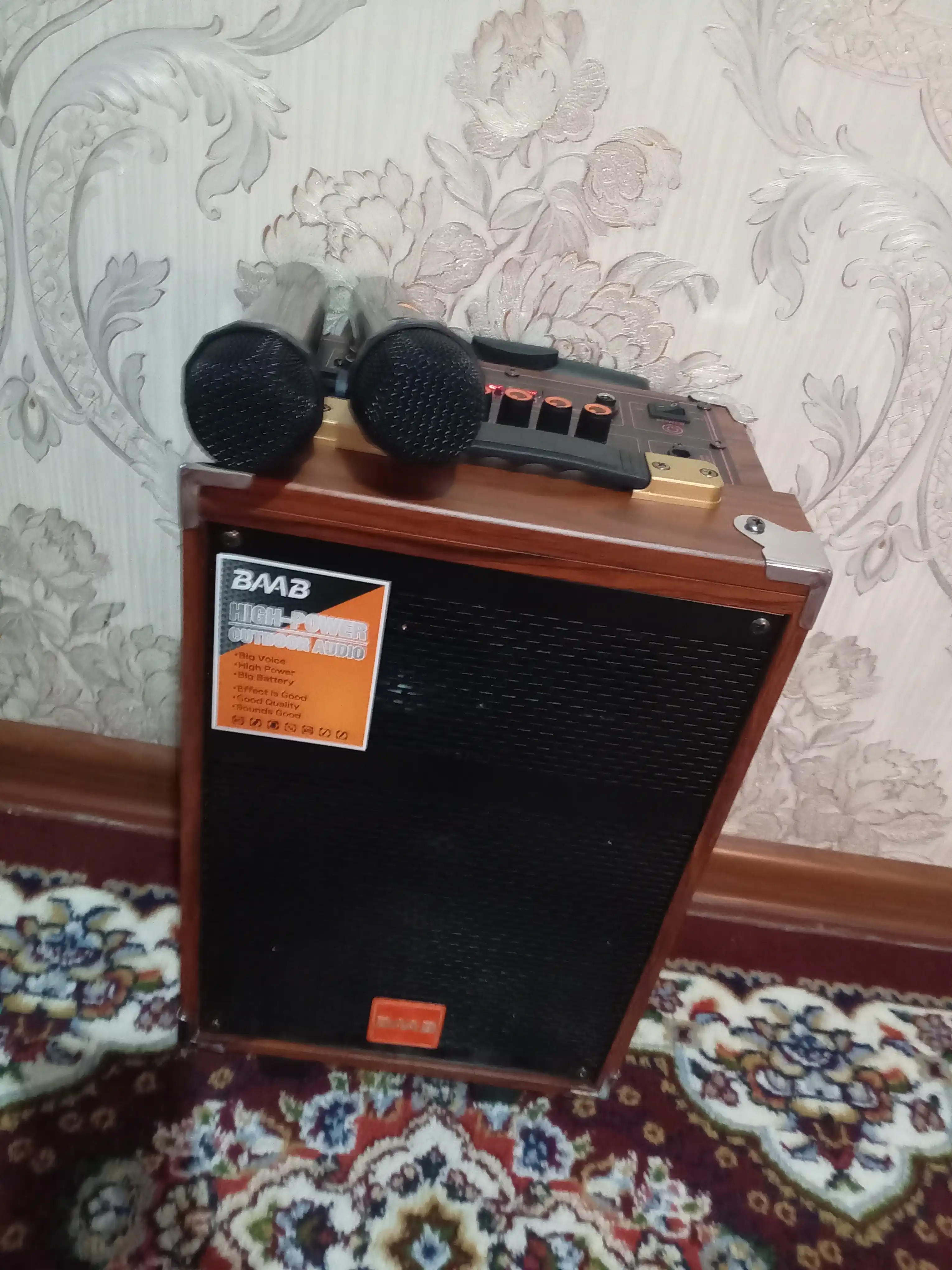 Portativ kalonka karaoke BAAB bluetooth simsiz mikrafon va boshqaruv pultga ega