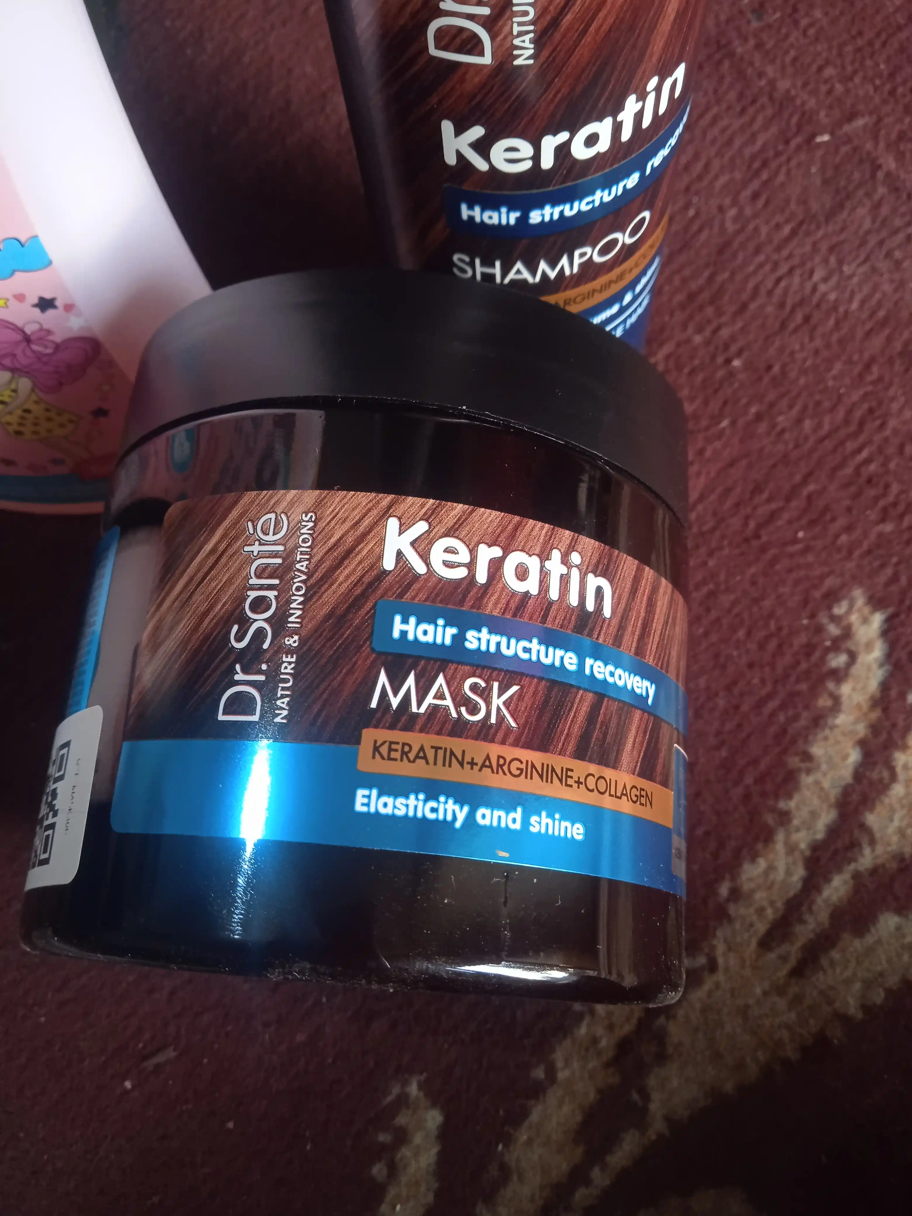 Keratin маска для тусклых и ломких волос Dr.Sante, кератин + коллаген + арганин, 300 мл