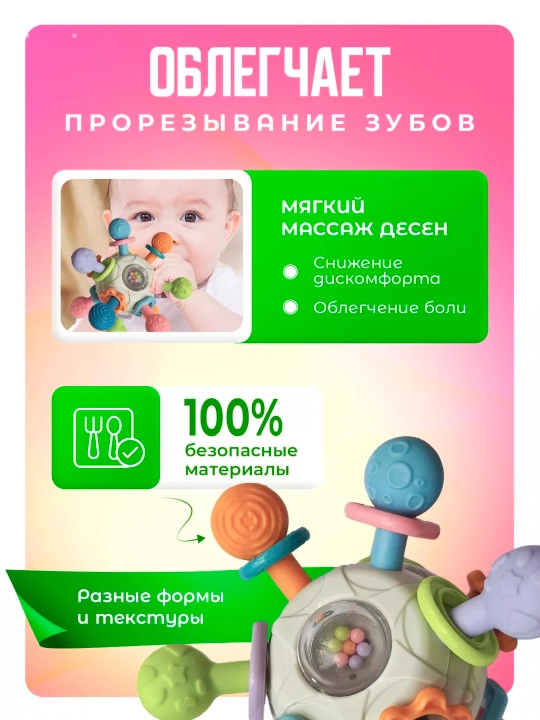 Прорезыватель для зубов, погремушка, грызунок для новорожденных, игрушка