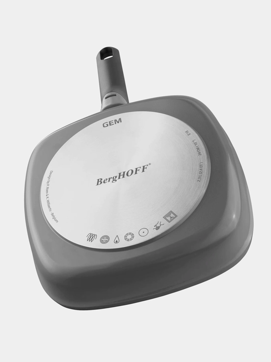 BergHOFF Gem Gril Tovasi 28 sm, yechiladigan dasta, quyma alyuminiy, kul rang