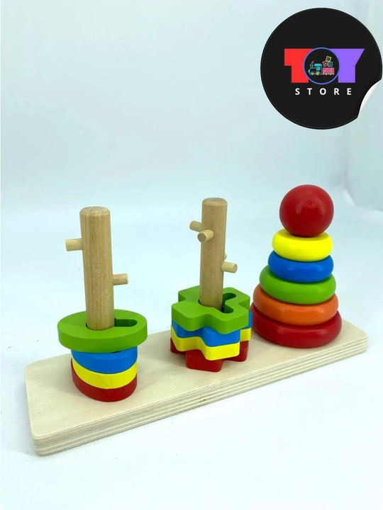 Деревянные развивающие игрушки - игровой набор, развивающий формы и мышление