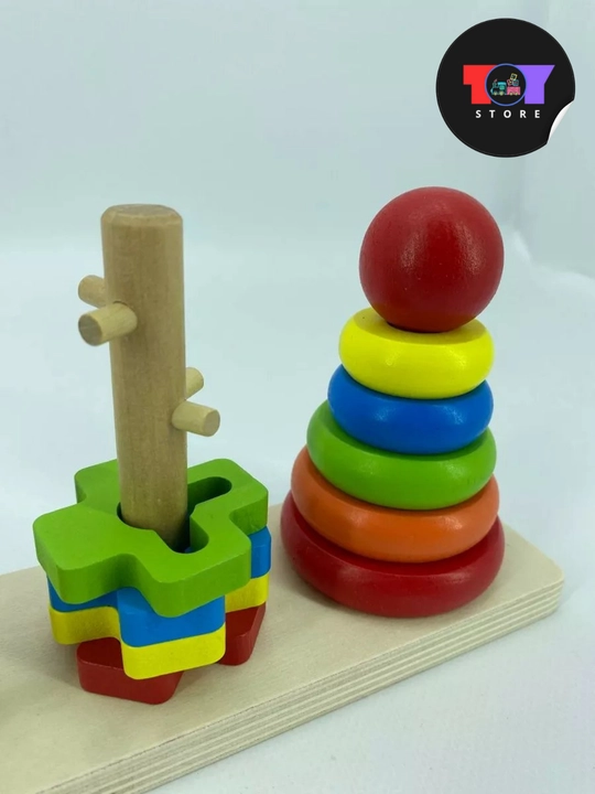 Деревянные развивающие игрушки - игровой набор, развивающий формы и мышление