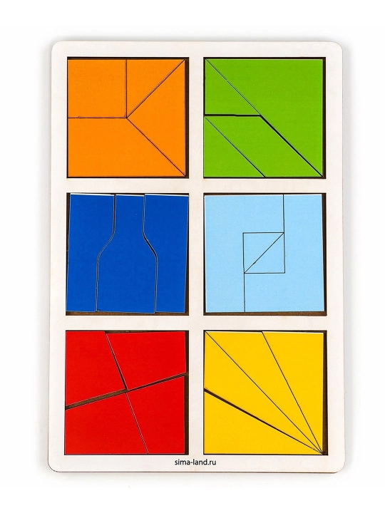 Yog'ochdan yasalgan geometrik jumboq "Kvadratchalar" 2-darajali, 6 kvadrat