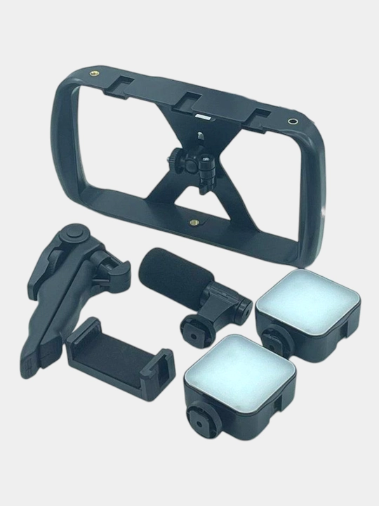 Штатива для смартфонов, стабилизатор, 2 LED-подсветки, микрофон