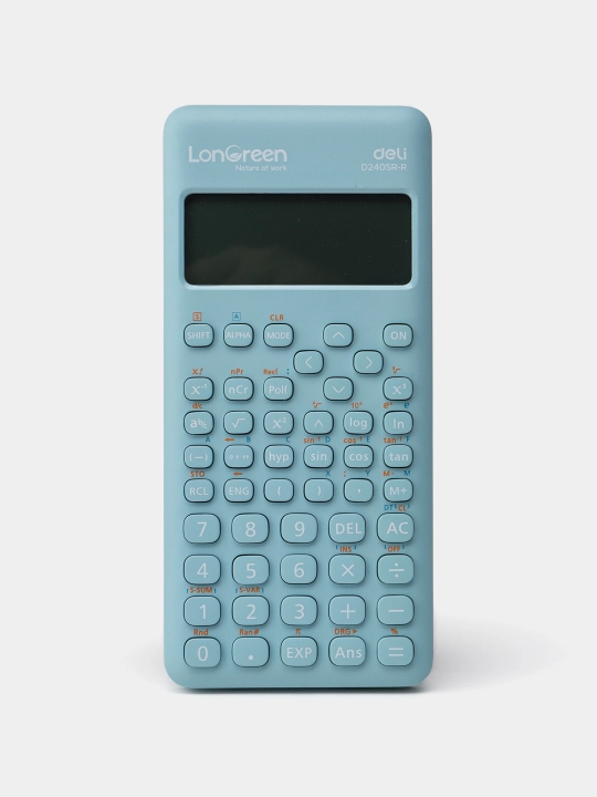 LonGreen Deli ED240SR-R-BLUE ilmiy kalkulyatori, 240 funksiya, 10+2 raqam, 160×74×16.4 mm