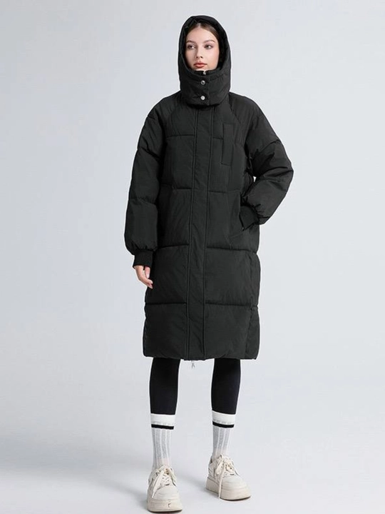 Kurtka ayollar uchun, issiq uzun kurtka - EllyFashion kapyushonli, qishki oversize puxovik