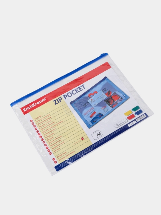 Zip-paket ErichKrause PVC Zip Pocket, A4 plastik, shaffof (paketda 12 tadan) 2935 - 