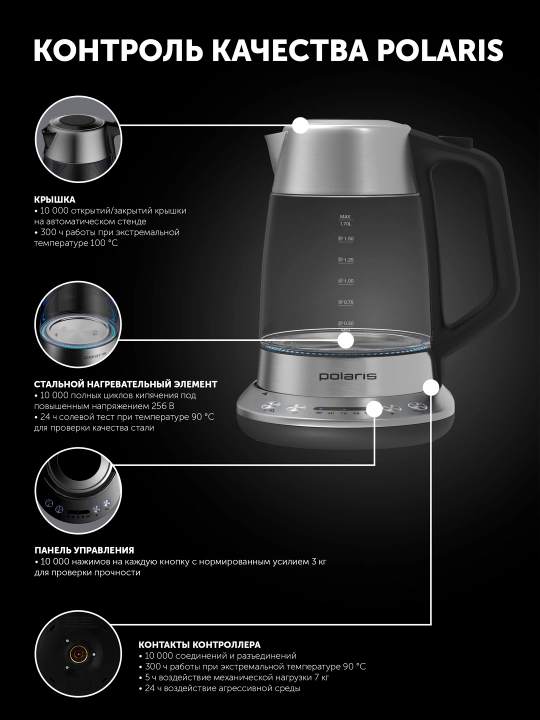 Электрический чайник Polaris PWK 1775CGLD WIFI IQ Home