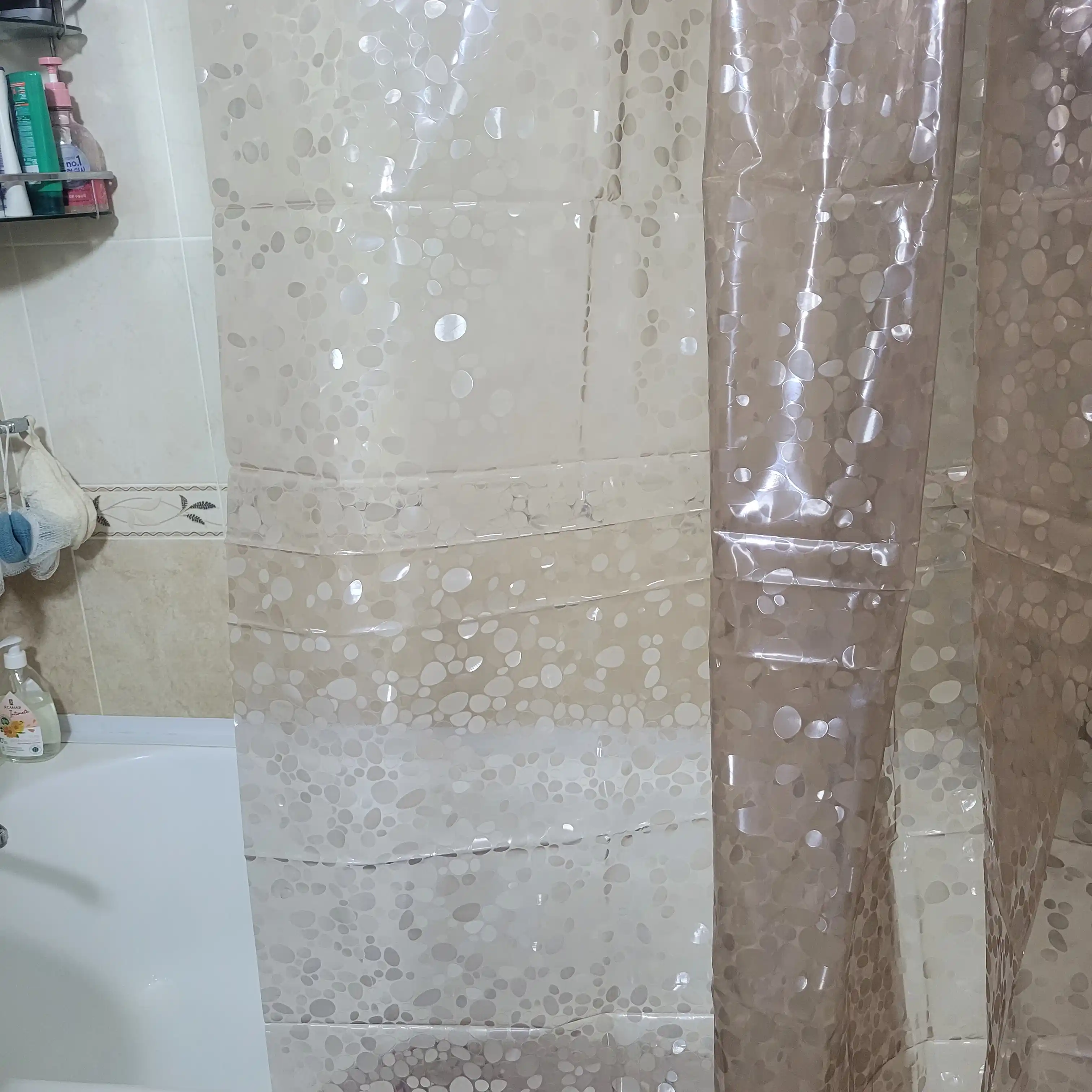 PEVA materialli hashamatli hammom pardasi, 180 × 200 sm, 12 ta halqali