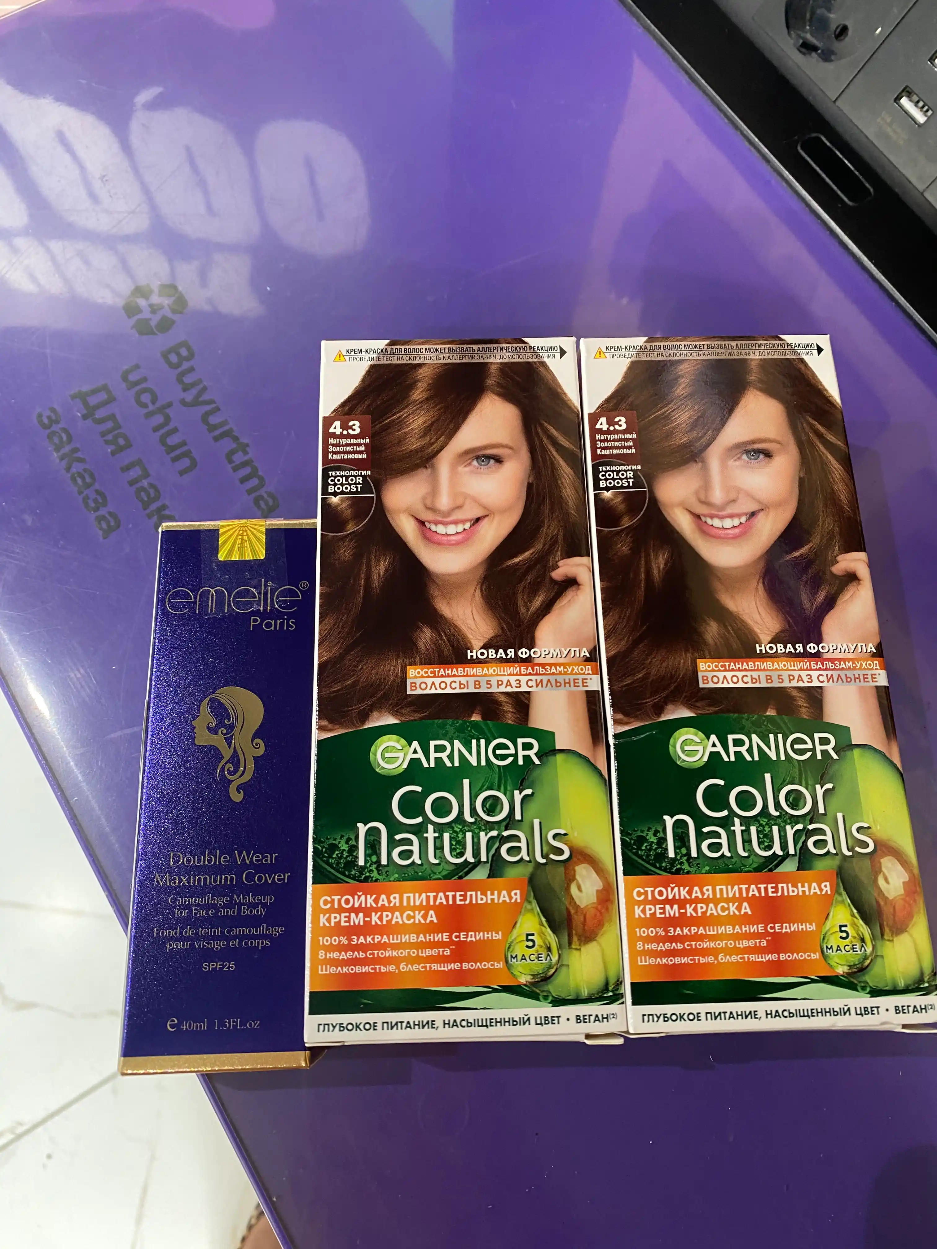 Garnier "Color Naturals" chidamli to‘yimli soch kremi bo‘yog‘i, 4.3 kulrang kasht