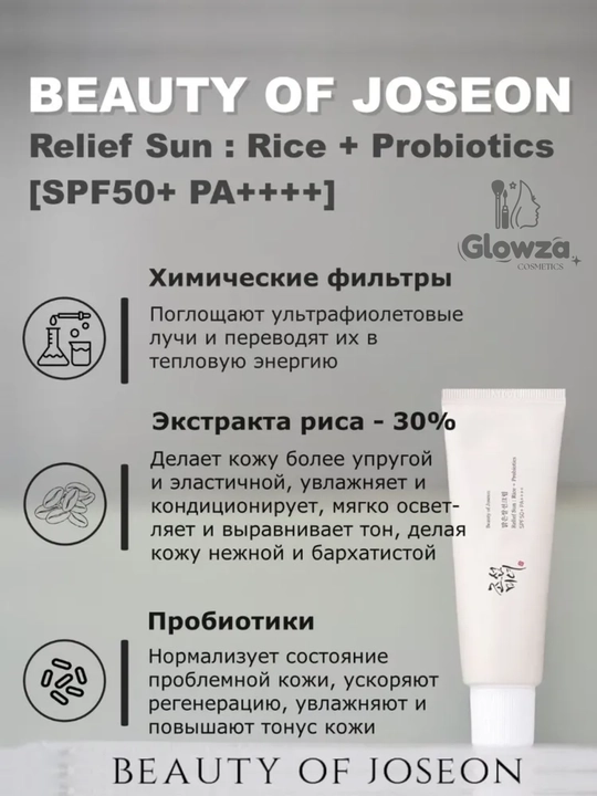 Солнцезащитный крем для лица Beauty of Joseon Relief Sun Rice+Probiotics SPF50+