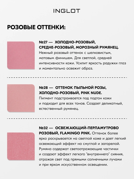 Румяна для лица INGLOT FACE BLUSH Radiant Skin пудровые, стойкие