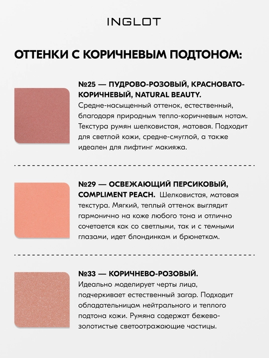 Румяна для лица INGLOT FACE BLUSH Radiant Skin пудровые, стойкие