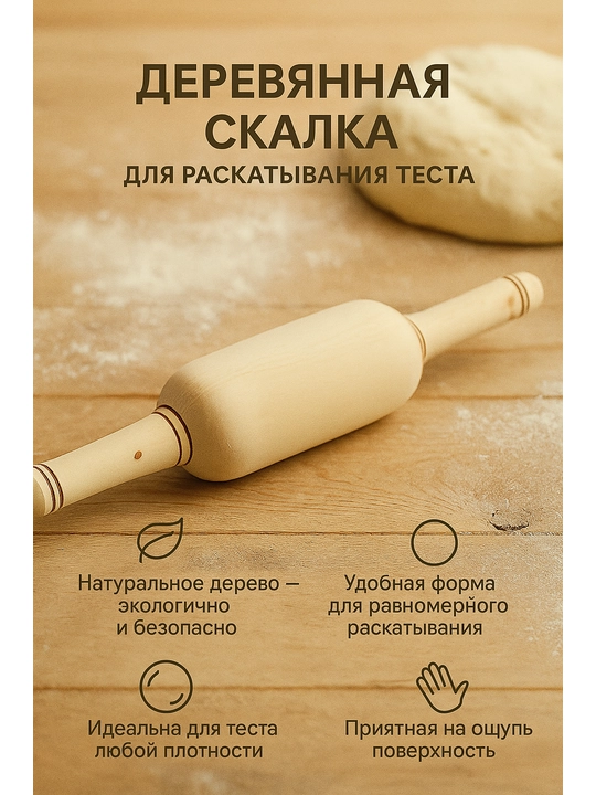 Xamirni yoyish uchun yog'och o'qlov - 