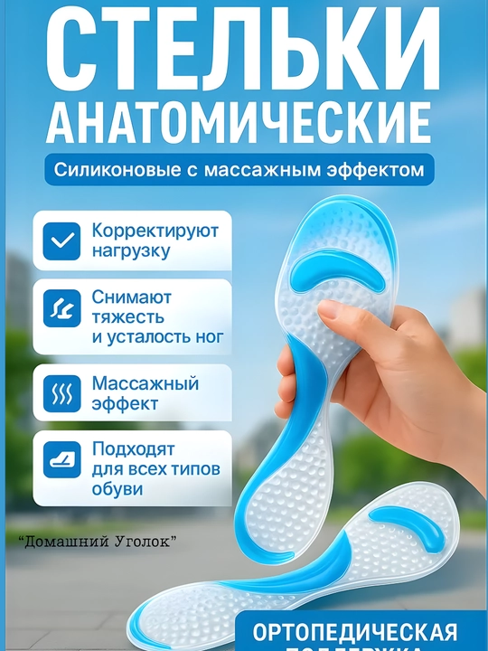 Гелевые ортопедические стельки для обуви на каблуке и кроссовок - 