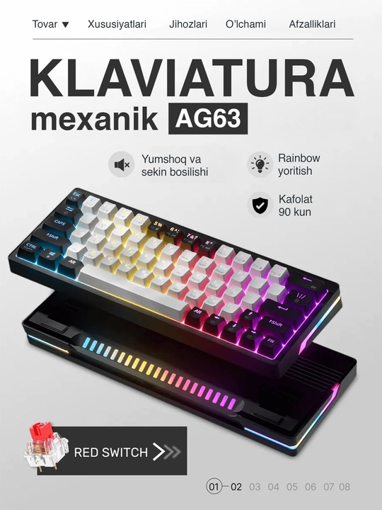 Mexanik klaviatura gaming uchun, simsiz va simli klaviatura - 
