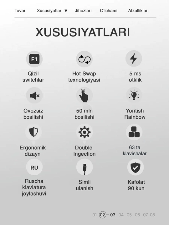Mexanik klaviatura gaming uchun, simsiz va simli klaviatura
