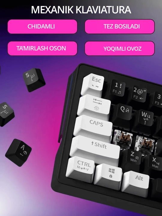 Mexanik klaviatura gaming uchun, simsiz va simli klaviatura