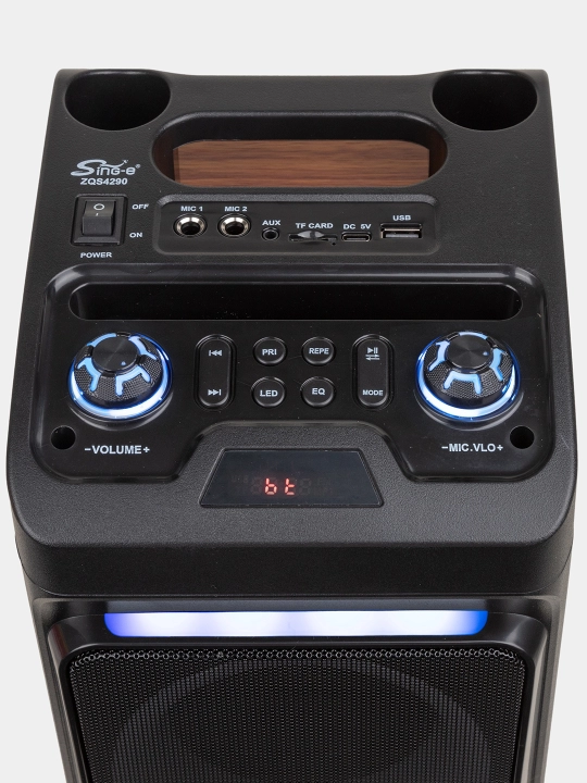 ZQS 4290 portativ musiqa kononkasi, mikrofon va rangli musiqa bilan, 46 sm