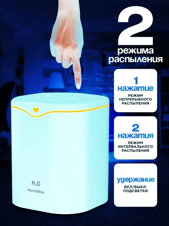 Увлажнитель воздуха, ультразвуковой аромадиффузор, ночник для дома, звуки природы, 200 мл