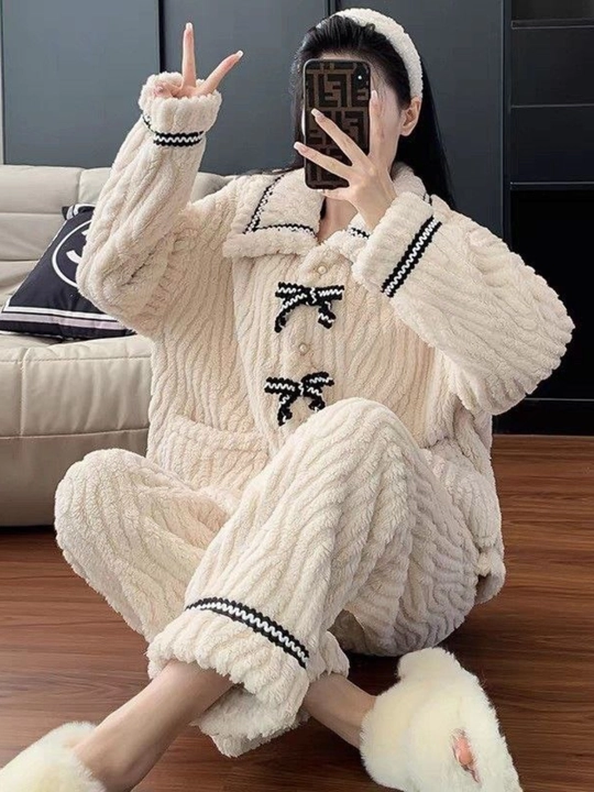Ayollar pijamalari, issiq to'plam, malomer, uy kiyimi, paxmoq, shimli, 14 xil rang