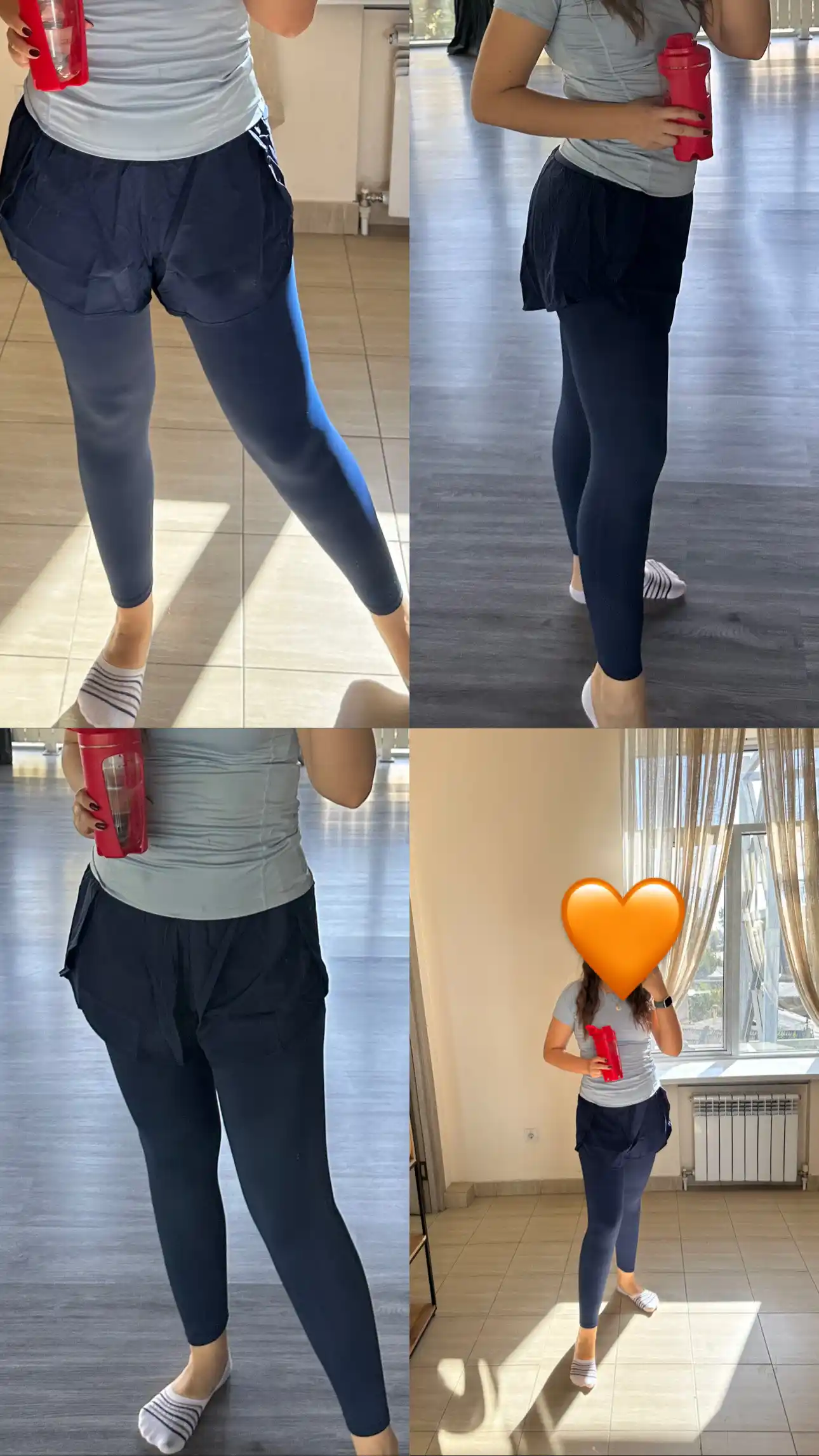 Sport losinlari, sport, fitnes va yoga uchun yashirin cho‘ntakli shortili ayollar legginslari