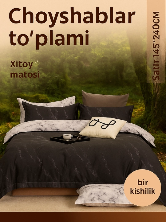Kattalar choyshablari, 1 kishilik o'lcham, 100% paxta satin