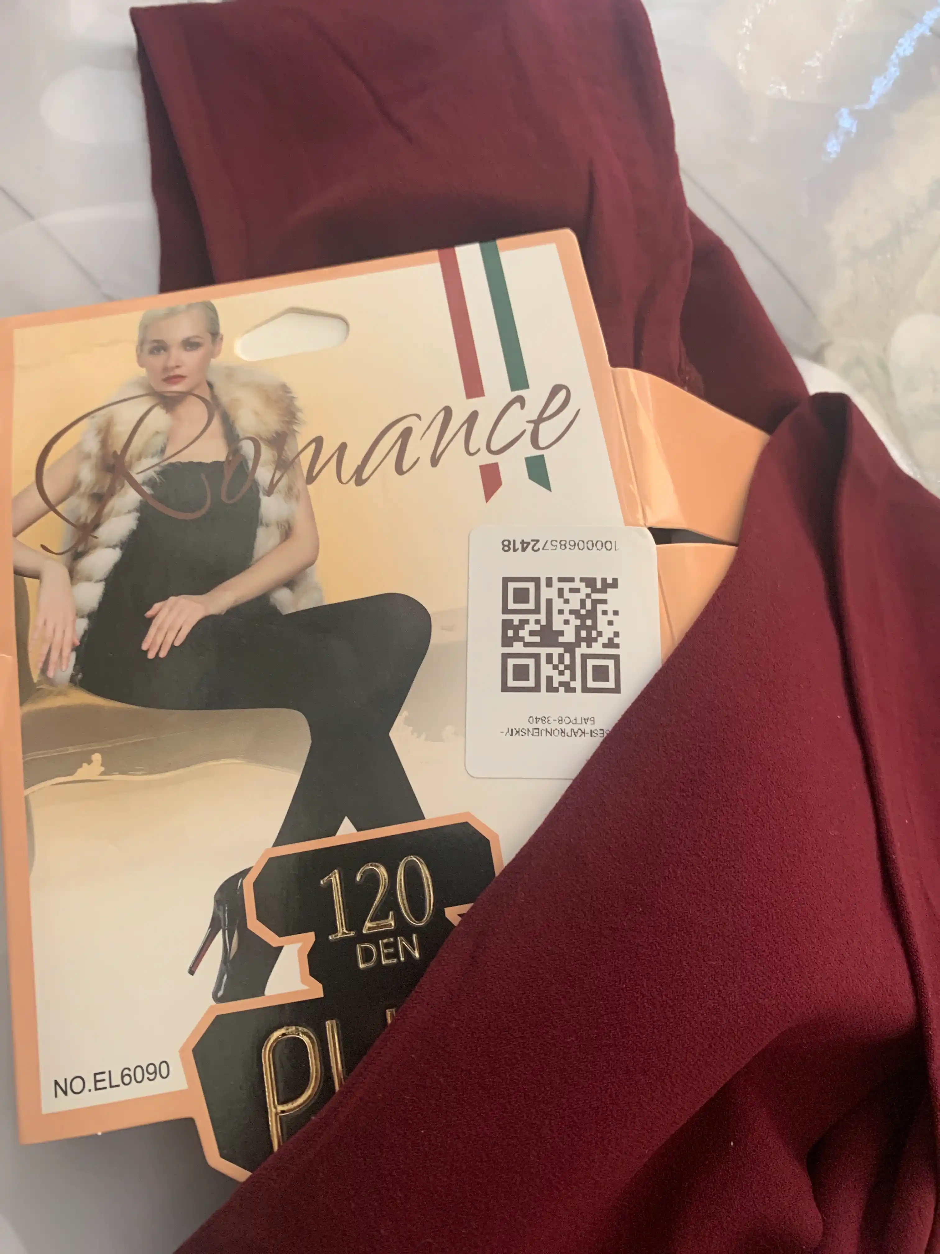 Колготки бордовые, плотные, Romance 120 den, стандартного размера