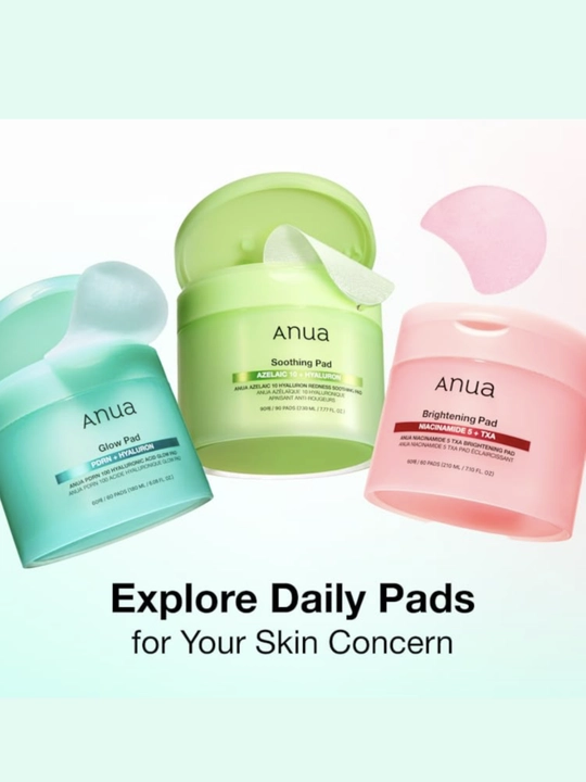 Корейские пэды для лица Anua: Niacinamide TXA, PDRN Hyaluronic и Azelaic Acid, 60-90 шт