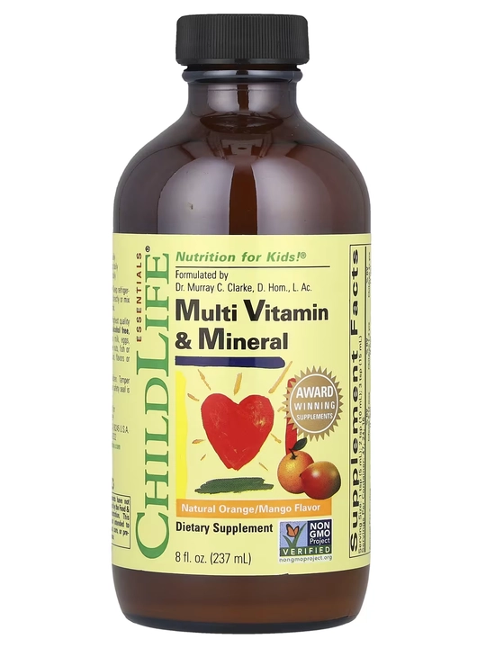 Мультивитамины и минералы, ChildLife Essentials, вкус апельсина и манго, 237 мл