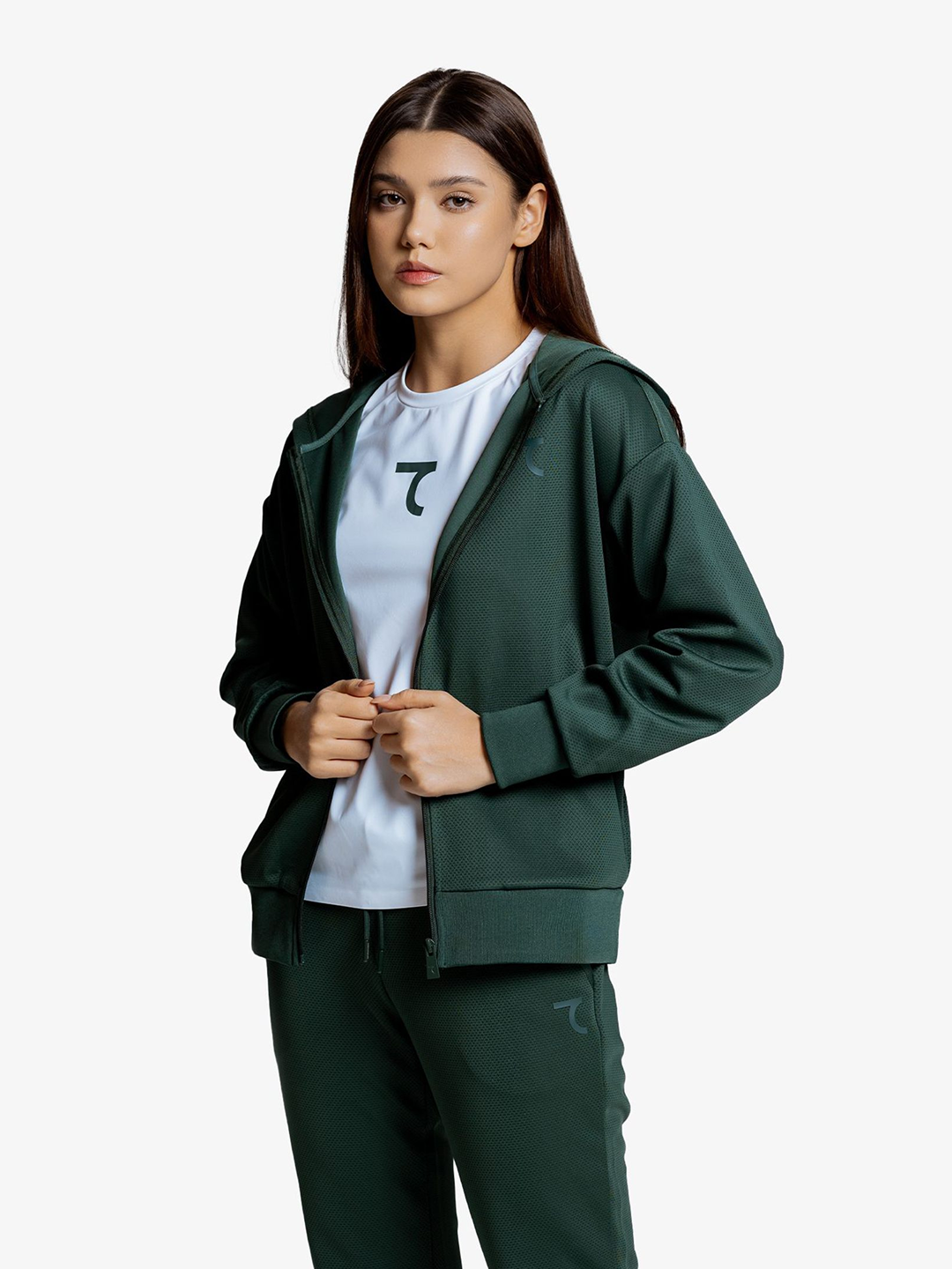 Ayollar hudi 7SABER Comfort Line Hoodie to'qima kofta molniyali