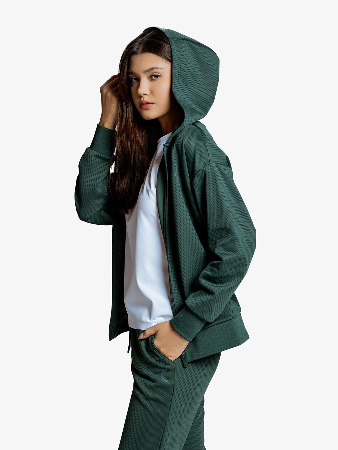 Ayollar hudi 7SABER Comfort Line Hoodie to'qima kofta molniyali