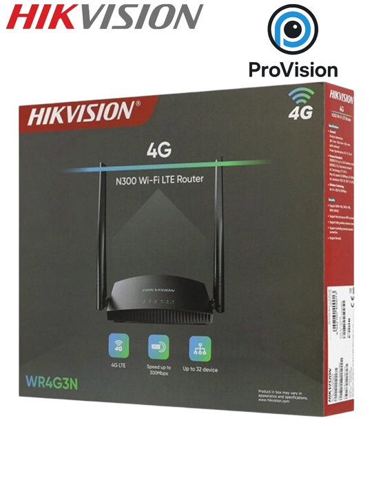 Hikvision DS-3WR4G3N 300 Mbit/s tezlikka ega 4G LTE Wi-Fi router - 